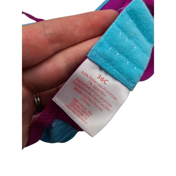 Vintage Y2K Womens Sz 36C Classic T Shirt Bra Bright Blue and Purple - Picture 4 of 4